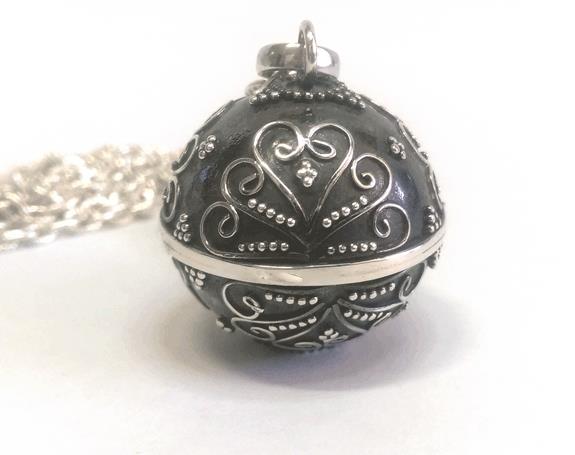 Harmony Necklace, Sterling Silver with Ornate Balinese Motifs - Click Image to Close